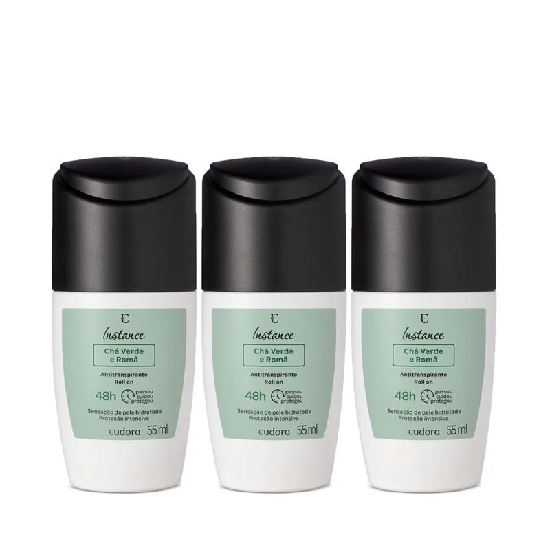 Combo Instance Chá Verde e Romã: Antitranspirante Roll-On 3x55ml