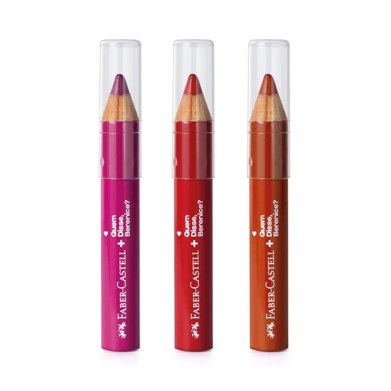 Combo qdb E Faber-Castell Lápis Jumbo 3 Em 1: Damasco 1,2g + Vermelho 1,2g + Rosa 1,2g