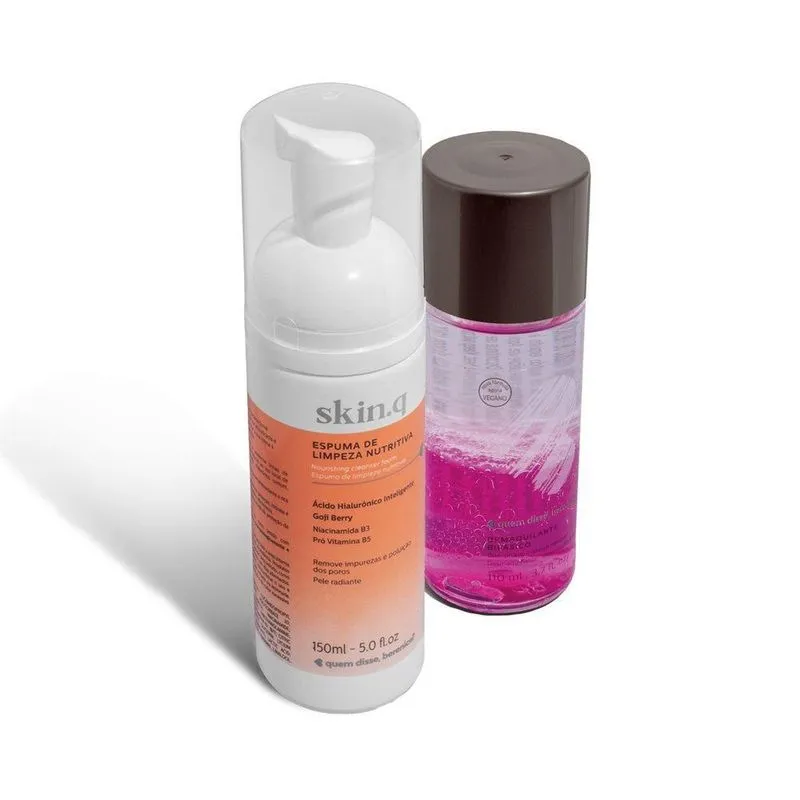 Combo Espuma De Limpeza Nutritiva Skin.q 150ml + Demaquilante Bifásico 110ml