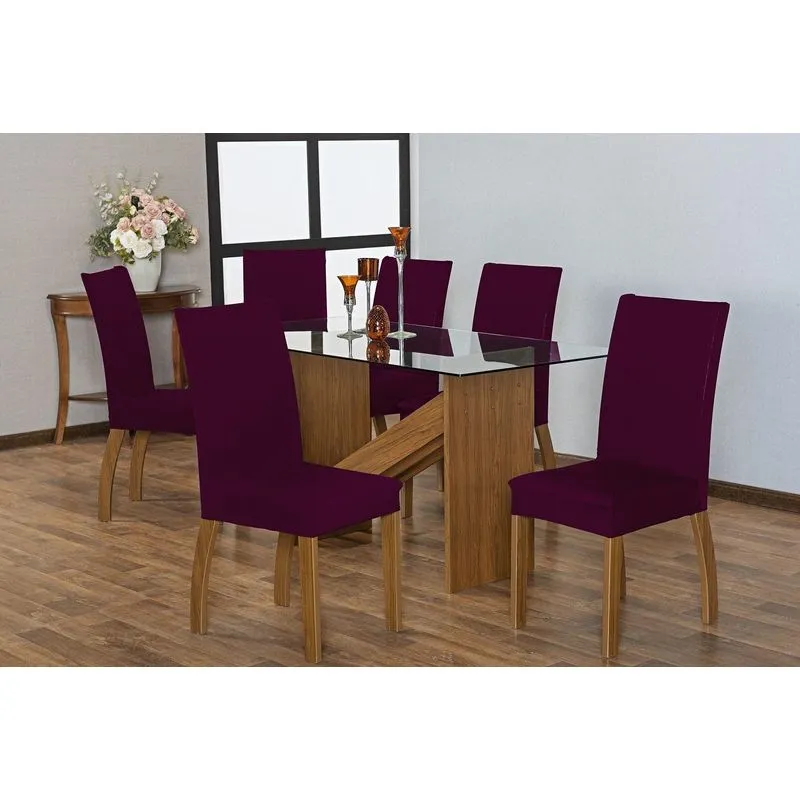Kit 4 Capas Para Cadeira De Jantar Malha Vinho