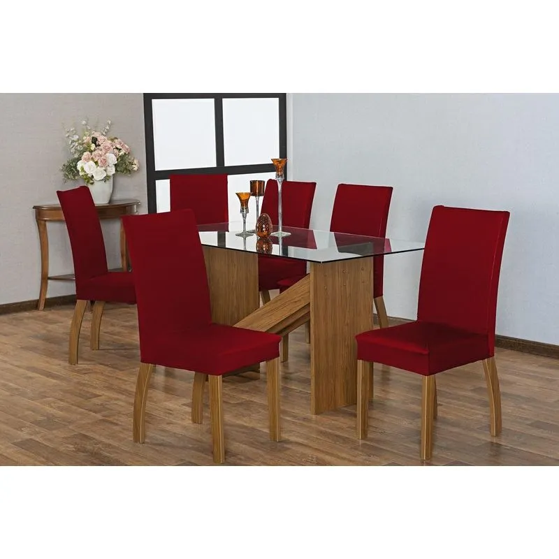 Kit 4 Capas Para Cadeira De Jantar Malha Vermelho
