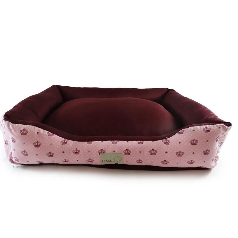 Cama Para Cachorro Pequena 52x40 Com Zíper Coroa Rosa