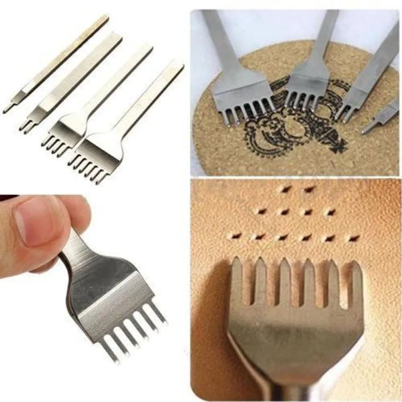 Kit Garfos Furador Couro Cinzel Costura Sovela Furação 6mm