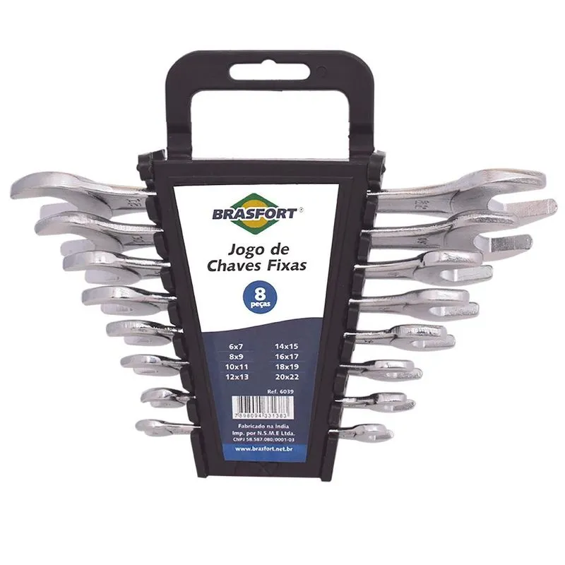 Jogo De Chave Fixa 6 A 22mm 08 Peças Brasfort