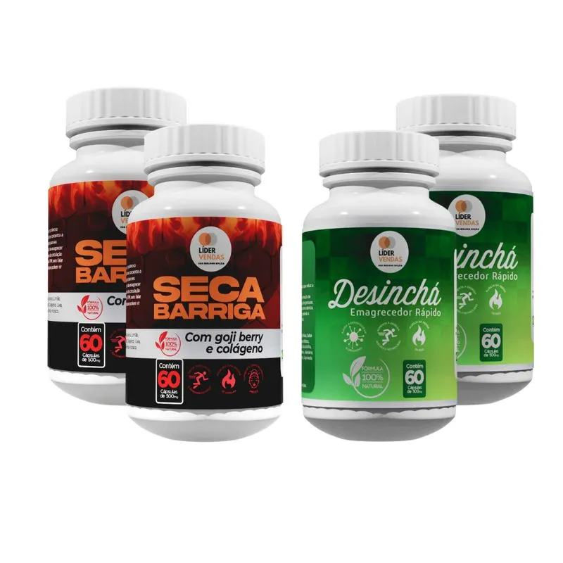 Combo 2 desinchá 60 cáps + 2 Seca Barriga 60 caps emagrece