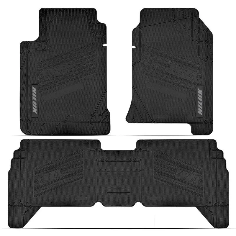 Tapete Preto 100% Borracha Inodor Hilux Cabine Dupla 2015
