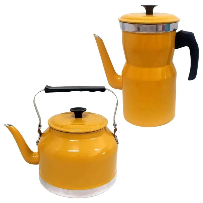 Kit Bule Com Chaleira Grande Chá Café Leite Em Alumínio