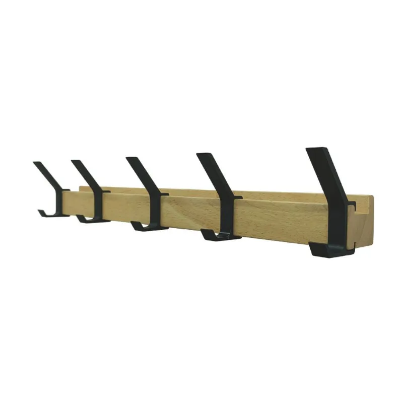 Perchero de Pared Acceso 5 Ganchos Negro/Madera Ducasse