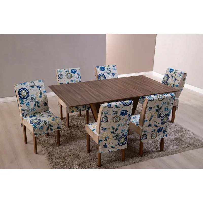 Kit 4 Capas De Cadeira Jacquard Estampada Mesa Sala Jantar