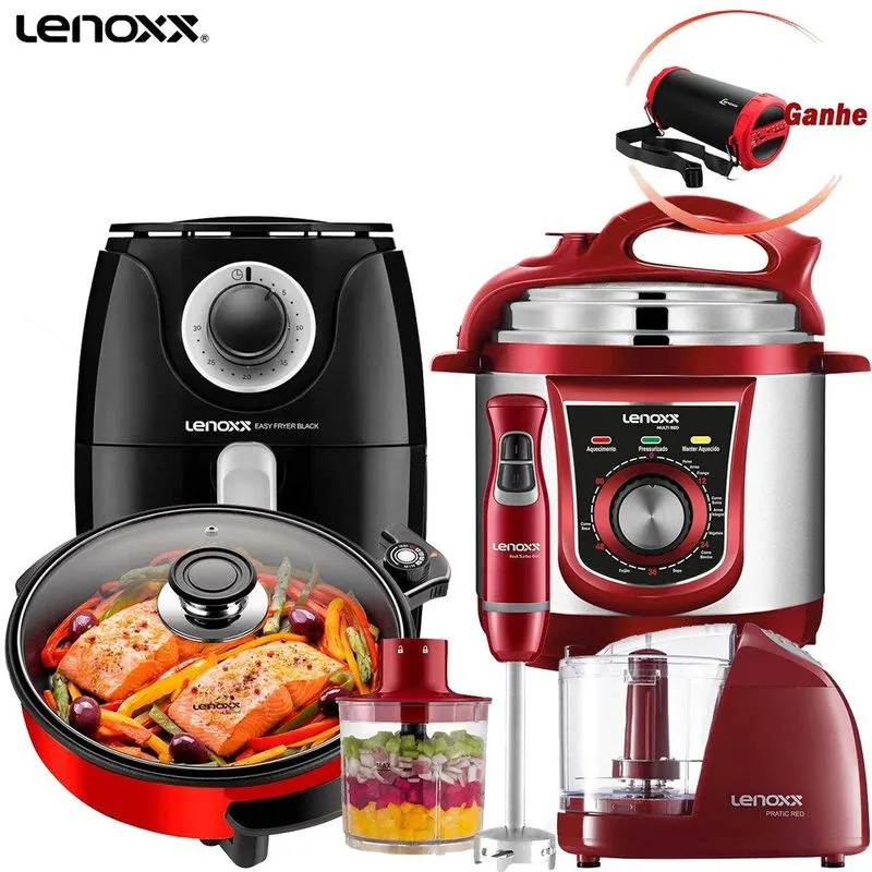 Kit Chef: Air Fryer Panelas Processador +mixer Lenoxx