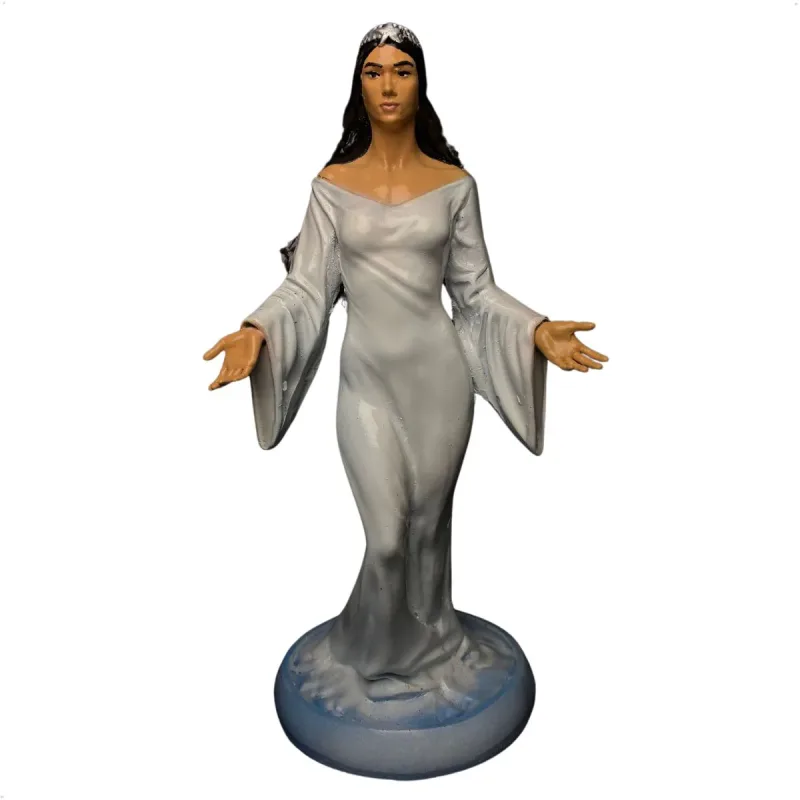 Iemanjá Odoyá Realista Pele Branca Vestido Branco 23cm Alt. - Resina - Umbanda Candomblé