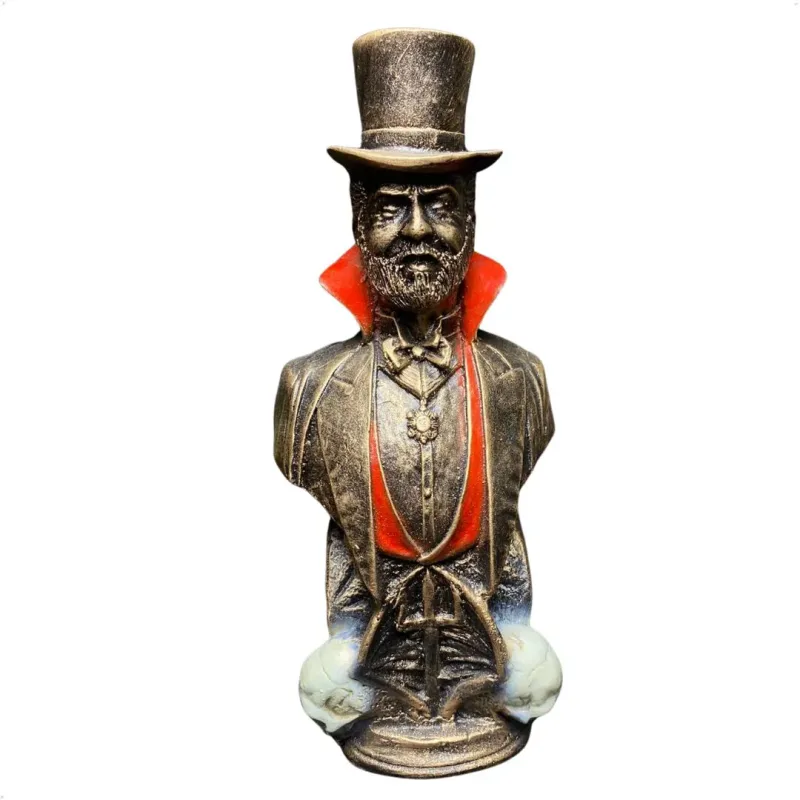Exu Tranca Rua Busto Dourado 25cm Alt. - Resina - Umbanda Candomblé