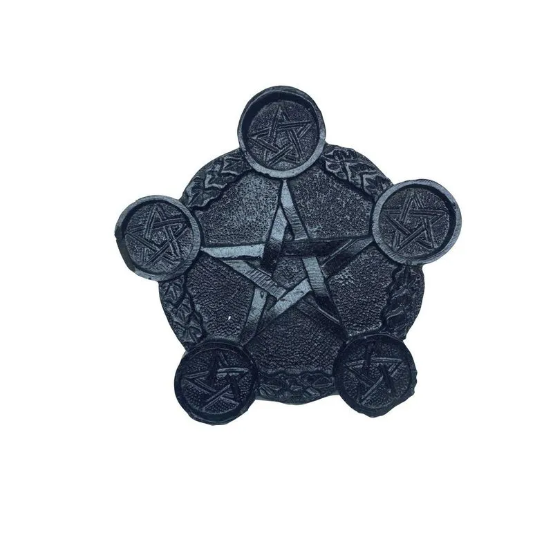 Castiçal Pentagrama Preto - Decoração Resina