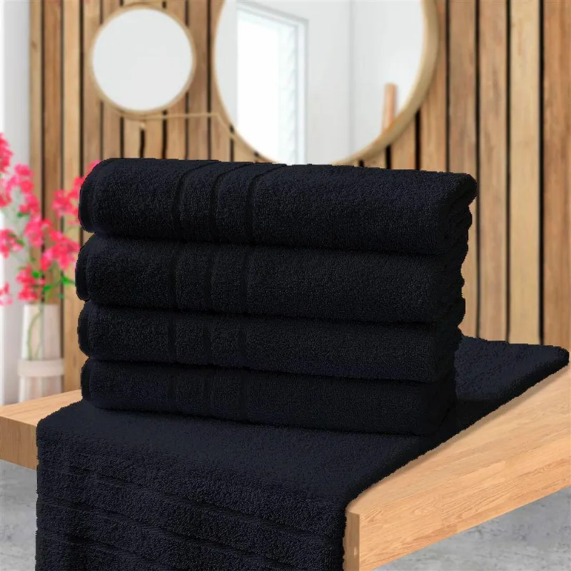 Kit Com 10 Toalhas De Piso Para Hotel - Profissional Prata - Preto