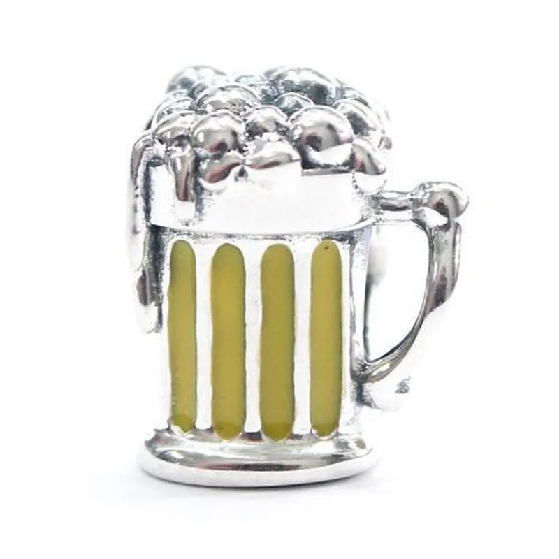 Pingente Prata 925 E Esmalte Amarelo 11mm Para Pulseiras