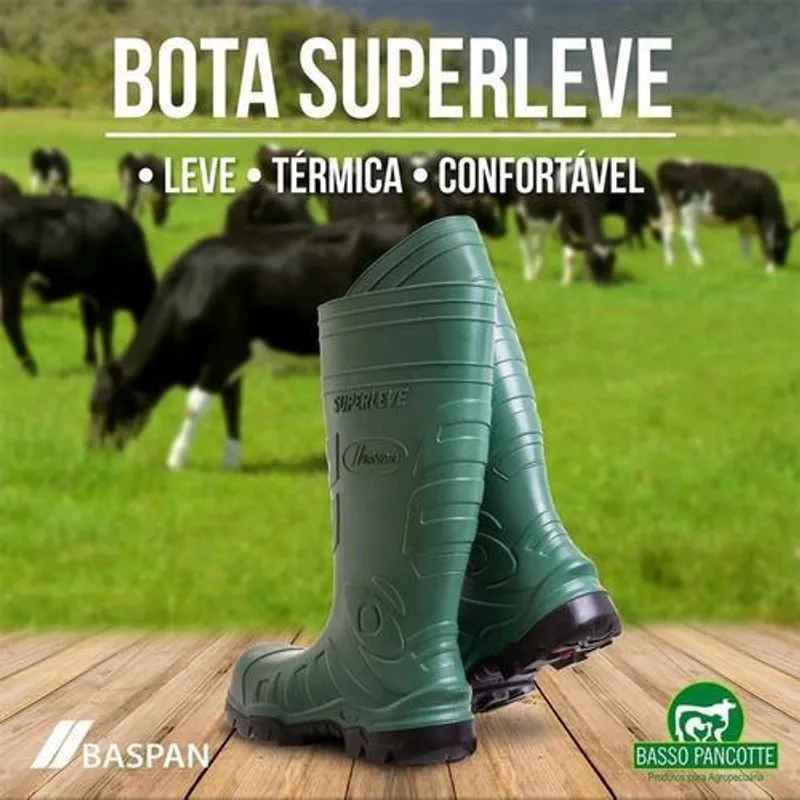 Bota De Borracha Superleve Baspan Cano Longo Verde 40