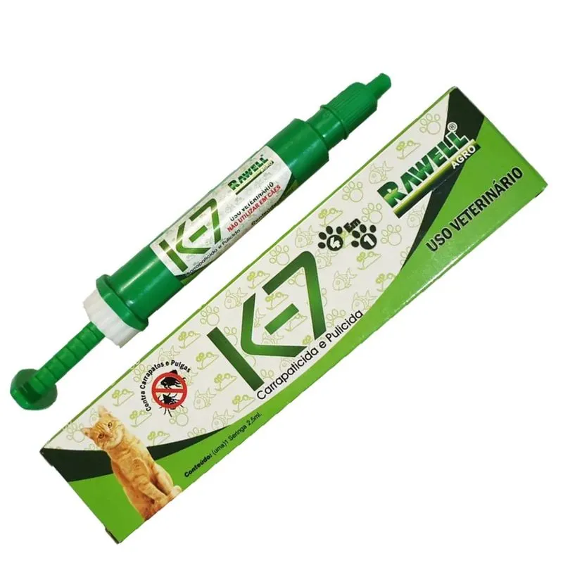 Antipulga Carrapatos e Piolhos Para Gatos K-7 Rawell 2,5ml