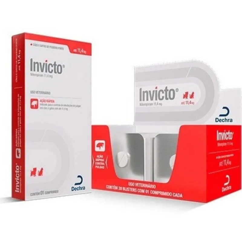 Invicto 11,4 Mg 4 Comprimido - Antipulgas Para Cães E Gatos