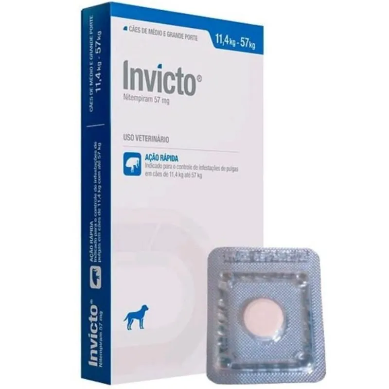 Invicto 57 Mg 2 Comprimido - Antipulgas Para Cães E Gatos