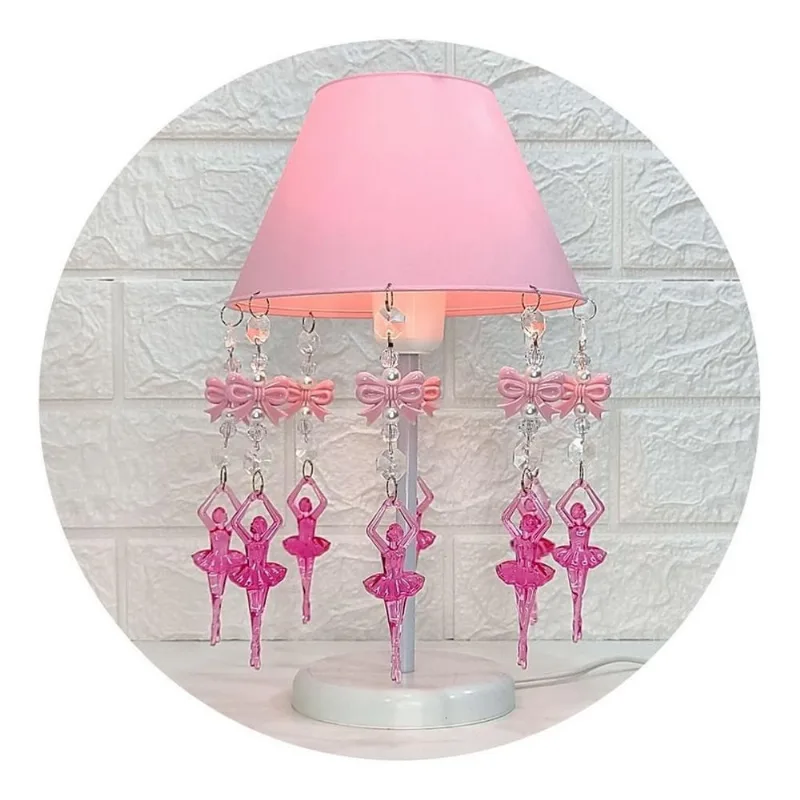 Abajur De Mesa Infantil Bailarinas Decorar Quarto Rosa Bebê