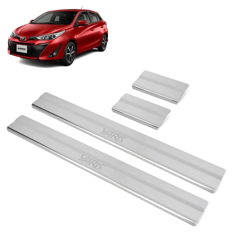 Soleira Inox Cromada 4 Portas Gravada Laser Yaris 2021 2022