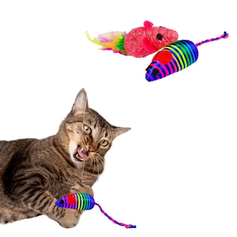 Brinquedo Ratinho Erva Gato Catnip Pena Natural Interativo 7,5cm