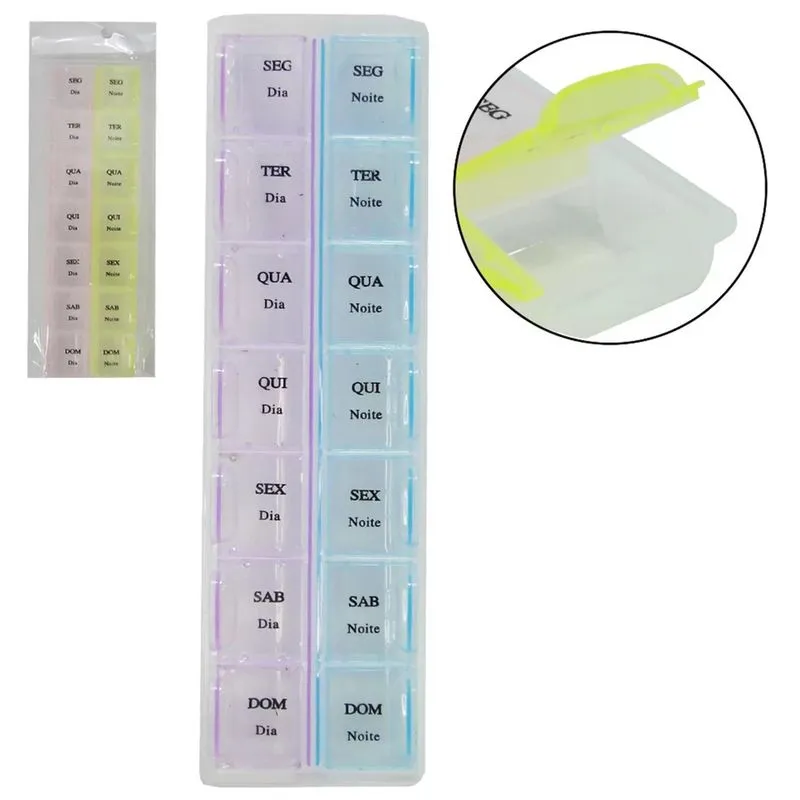 Kit 2 Porta Comprimidos Organizador Remédios Diário 2X dia