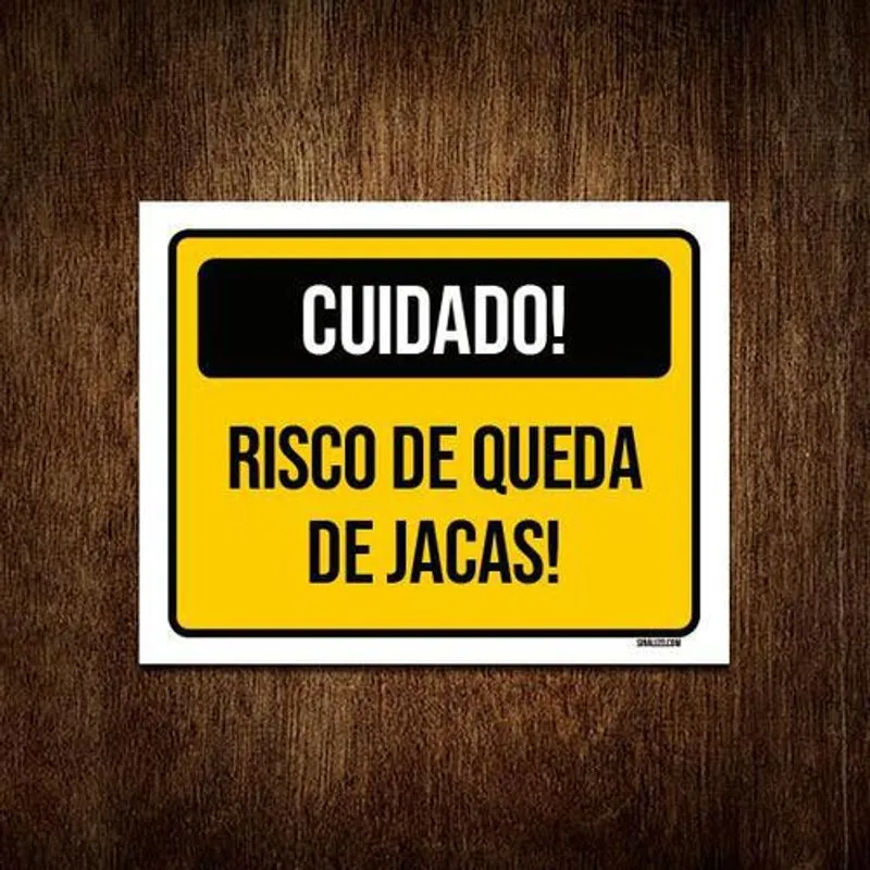 Placa Amarela - Cuidado Risco Queda De Jacas 18x23
