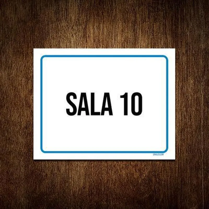 Placa Sinalização Azul Sala 10 18x23