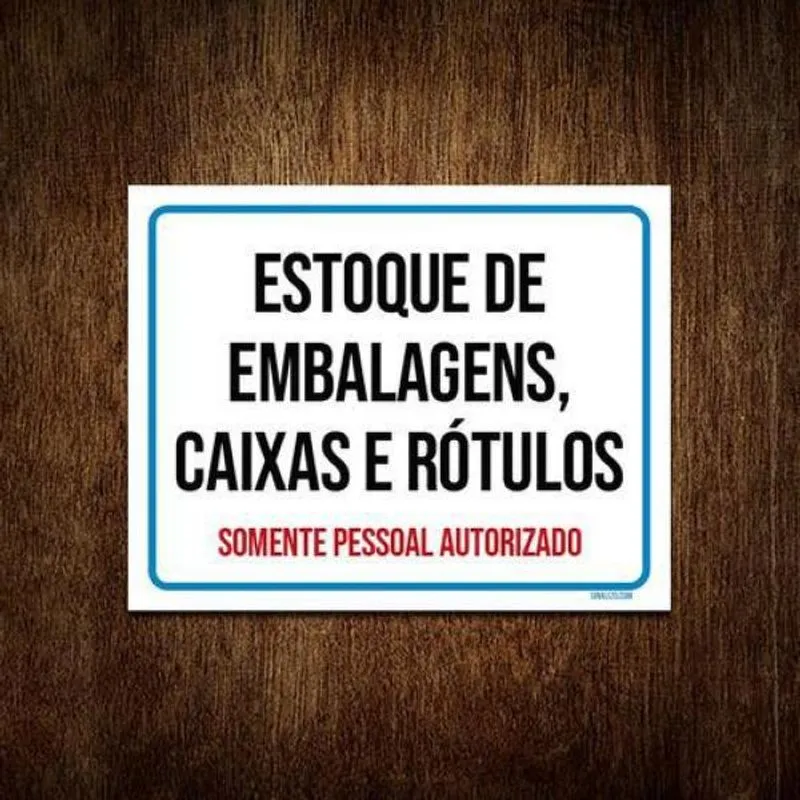 Placa Sinalização Estoque Embalagens Caixas E Rótulos 18x23