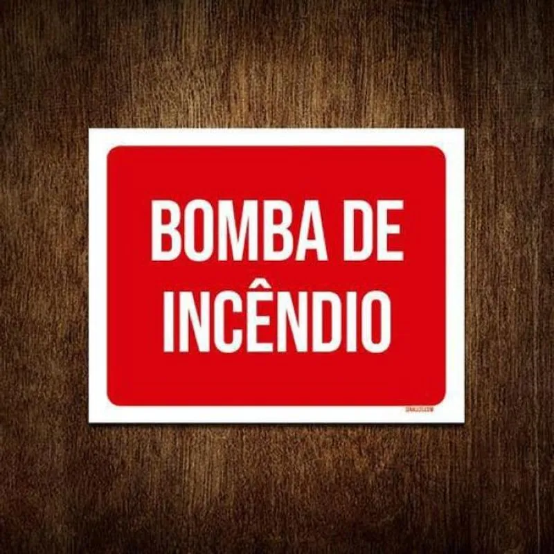 Placa Vermelha Sinalização - Bomba De Incêndio 27x35