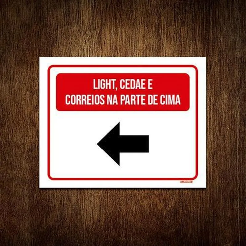 Placa Light Cedae Correios Parte De Cima Seta 27x35