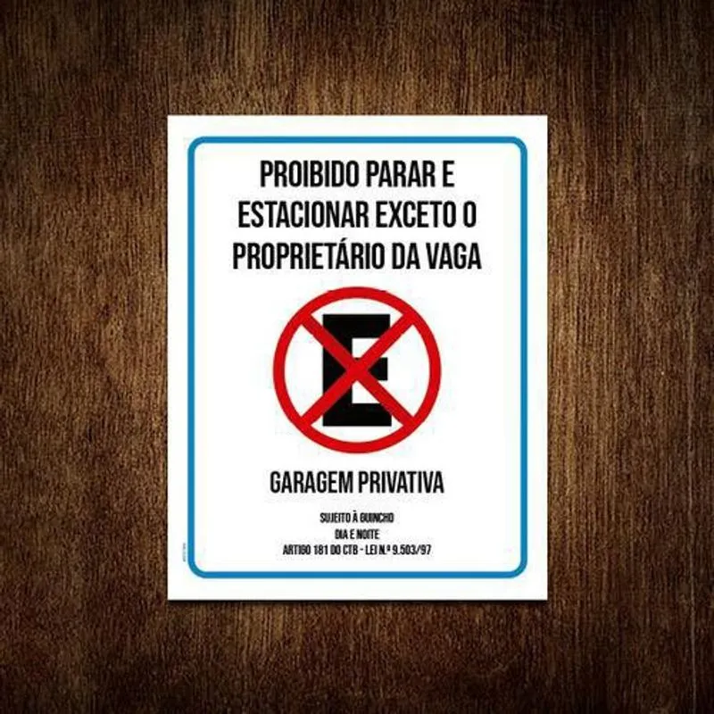 Placa Proibido Parar Estacionar Exceto Proprietário 36X46