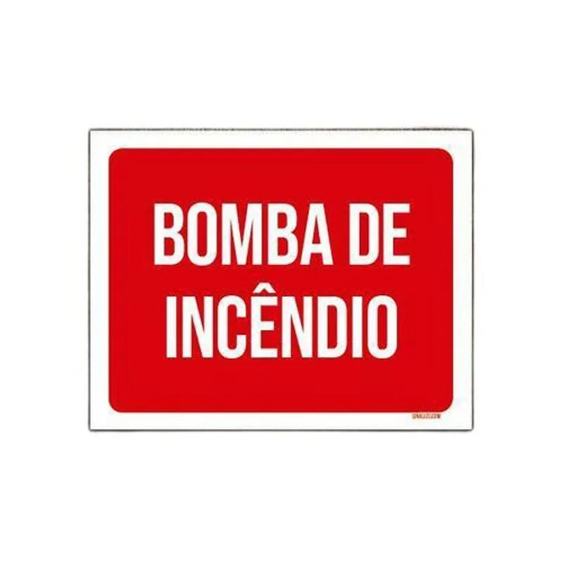 Placa Vermelha Sinalização - Bomba De Incêndio 36x46