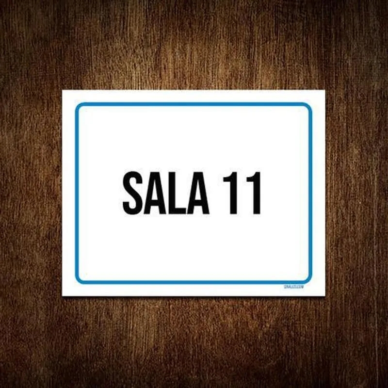 Placa Sinalização Azul Sala 11 36x46