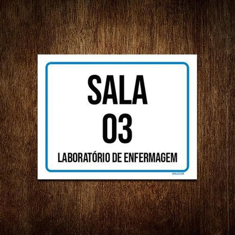 Placa Sinalização Sala 3 Laboratório Enfermagem 18x23cm 3un
