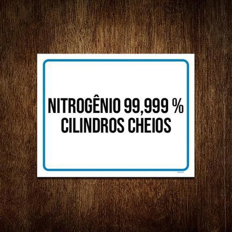 Placa Sinalização Nitrogênio Cilindros Cheios 18x23cm 10un