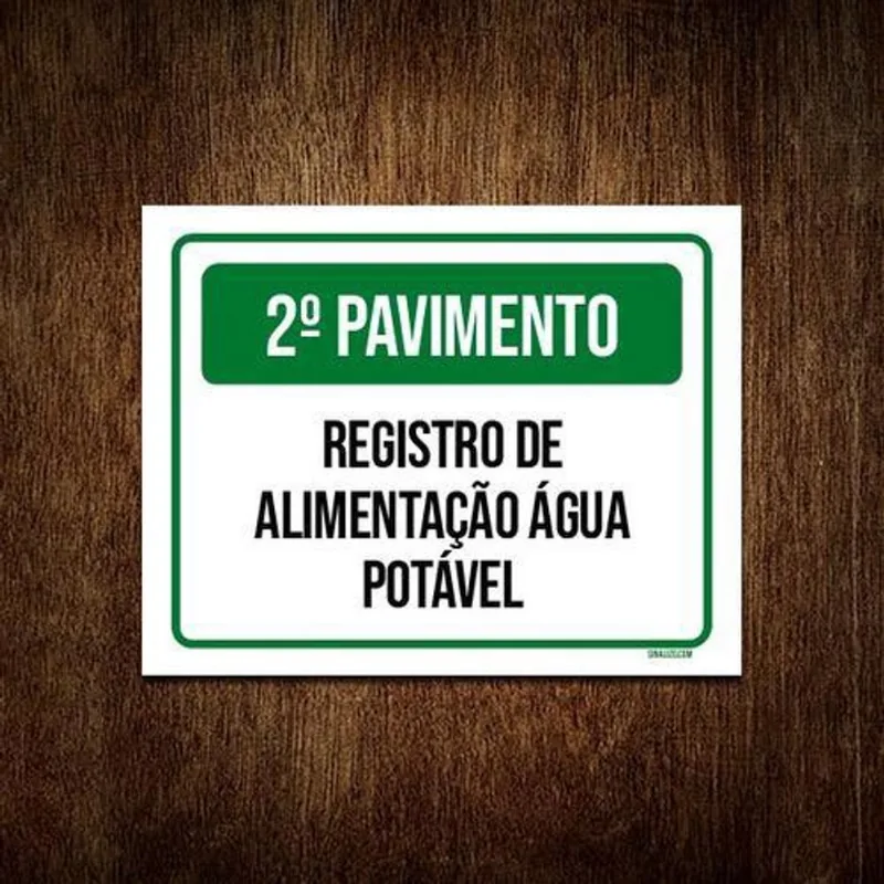 Placa 2 Pavimento Térreo Registro Água Potável 18X23
