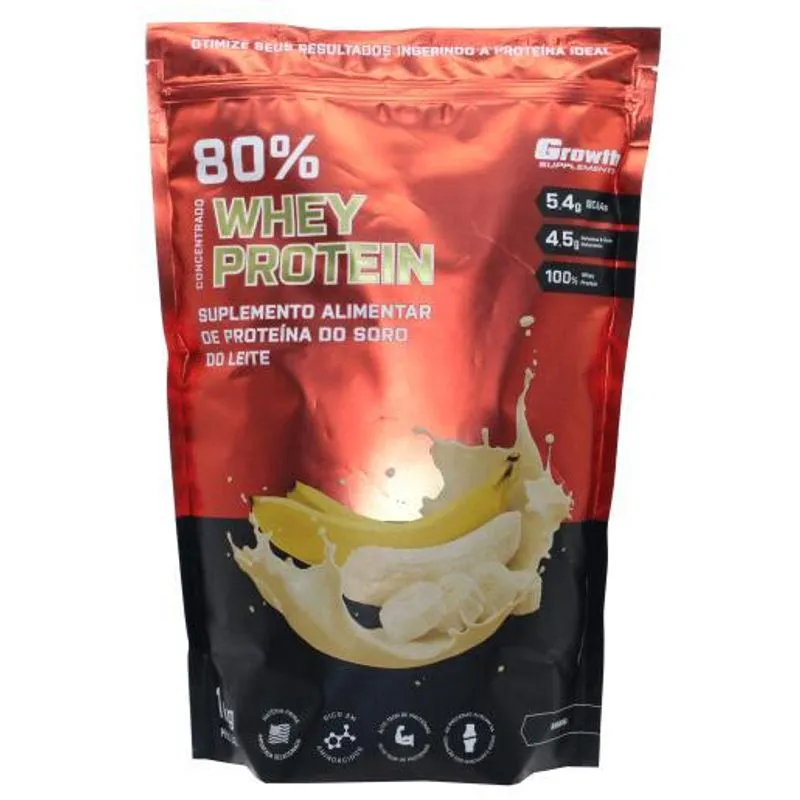 Whey Protein Concentrado Growth 1kg Proteina Sabor Banana