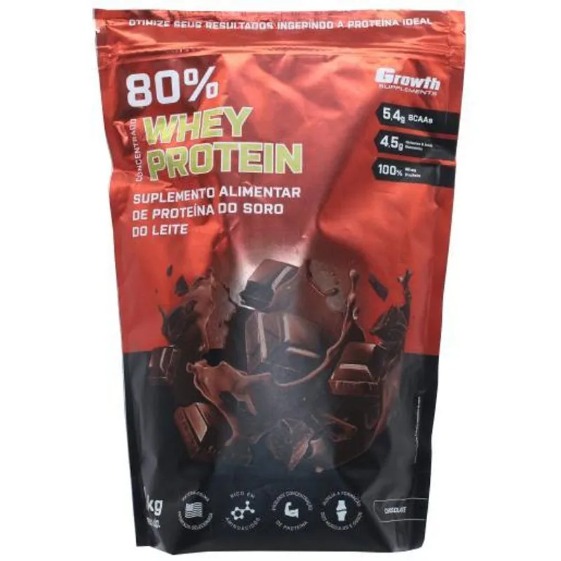 Whey Protein Concentrado Growth 1kg Proteina Sabor Chocolate