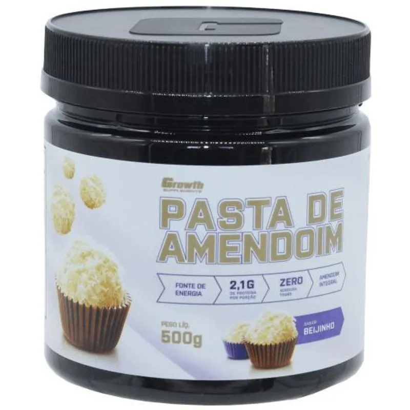 Pasta Amendoim Growth 500g Fonte Nutrientes Sabor Beijinho