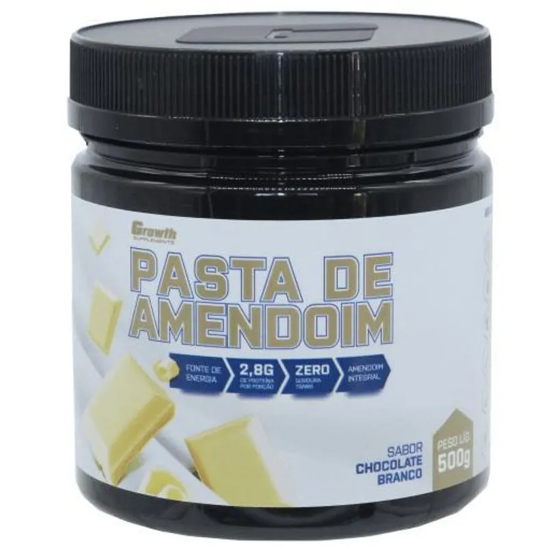 Pasta Amendoim Growth 500g Fonte Nutrientes Chocolate Branco