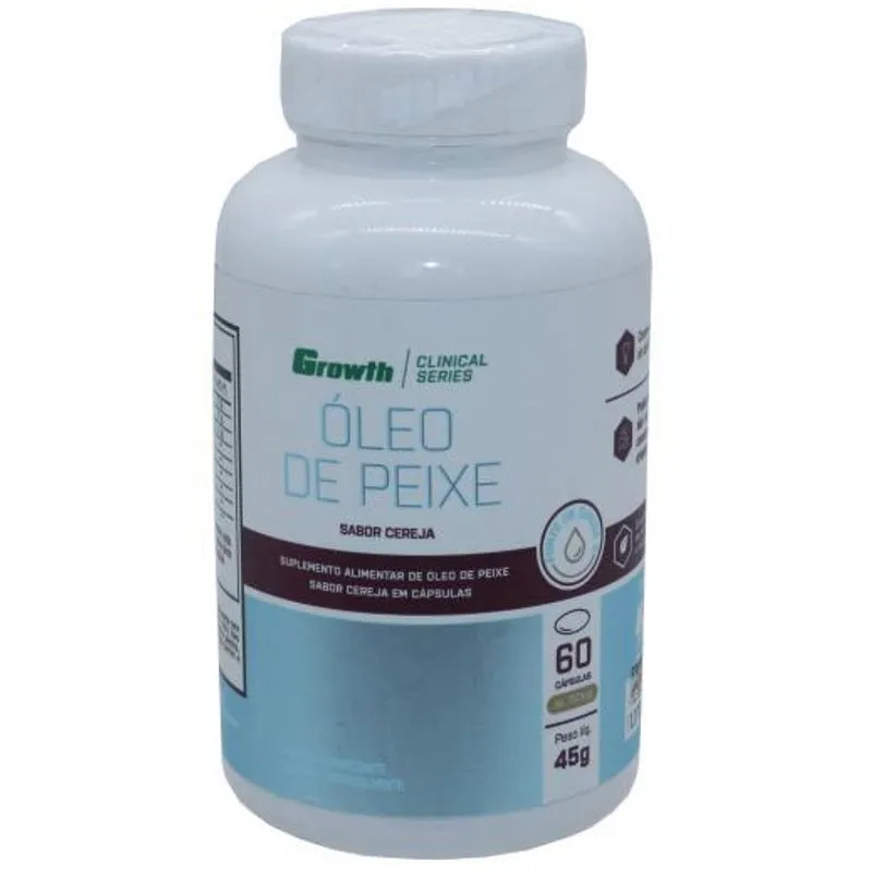 Oleo De Peixe Sabor Cereja Suplemento Omega 3 Growth 60 Caps
