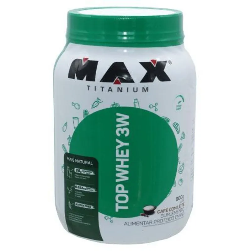 Top Whey 3w Mais Natural Cafe Com Leite Max Titanium 900gr