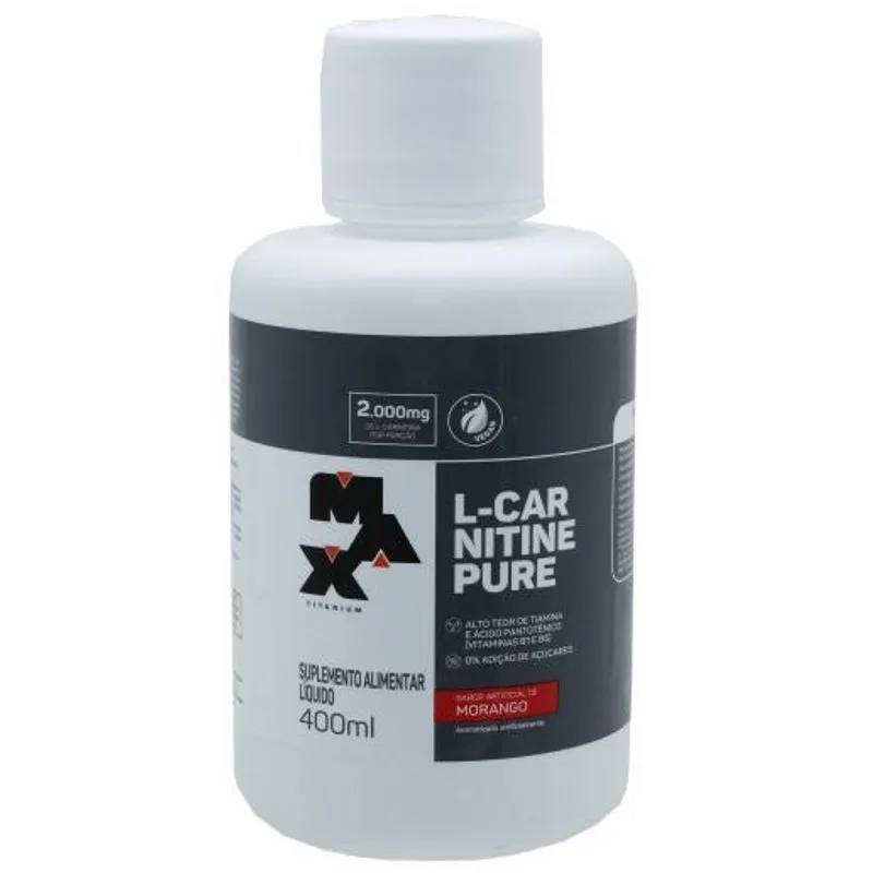 L Carnitine Pure Suplemento Sabor Morango Max Titanium 400ml