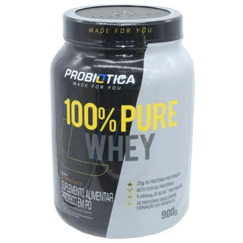Whey 100% Pure Proteina Sabor Chocolate Probiotica 900gr