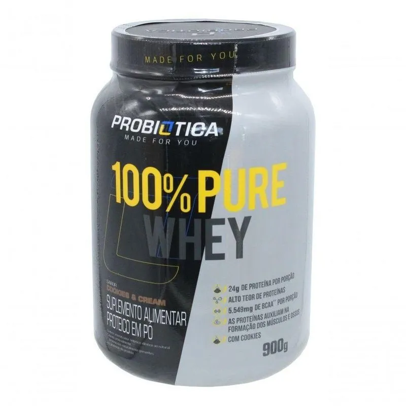 100% Pure Whey Proteina Sabor Cookies Cream Probiotica 900gr