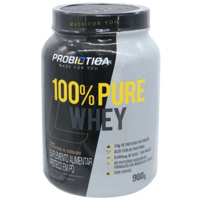 100% Pure Whey Proteina Sabor Cookies Cream Probiotica 900gr