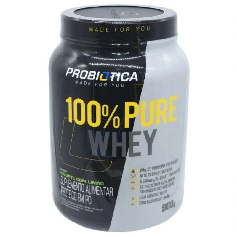 100% Pure Whey Proteina Iogurte Com Limao Probiotica 900gr