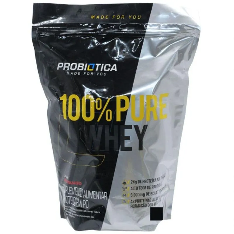 100% Pure Whey Suplemento Proteina Morango Probiotica 1,8kg